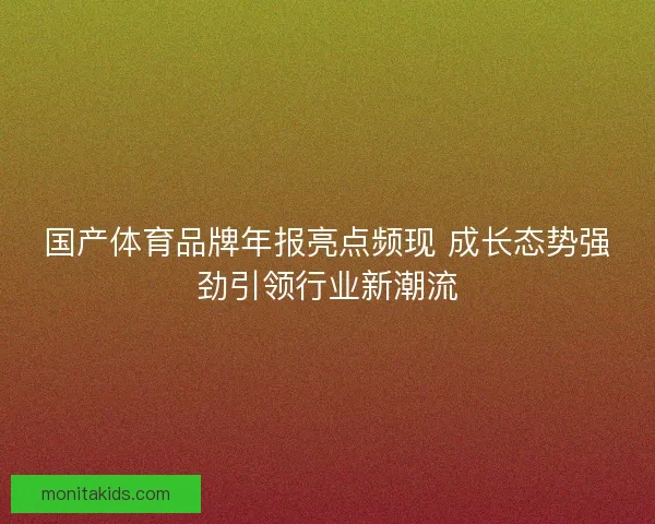 国产体育品牌年报亮点频现 成长态势强劲引领行业新潮流